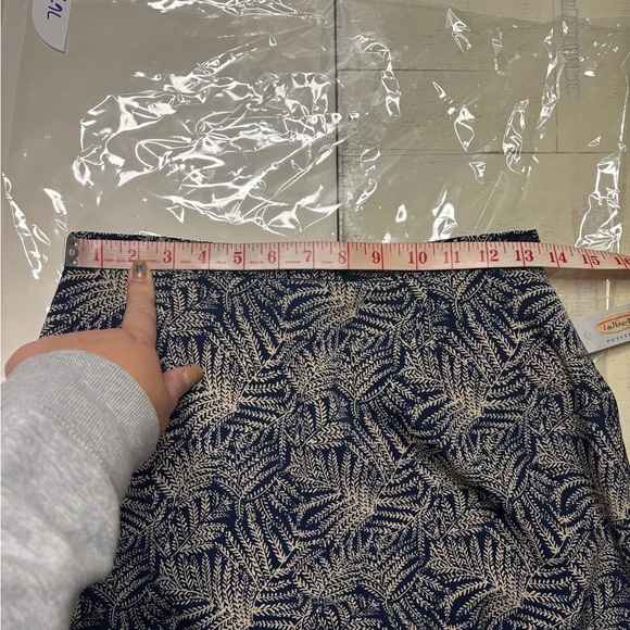 Talbots Lined Length Skirt Size 8 Navy Tan Ferns Vintage New Sews Stock - Picture 3 of 7